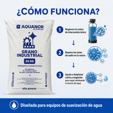 Cargar imagen en el visor de la galería, AQUANOR Sal Industrial en Grano 25 kg para Suavizador de Agua
